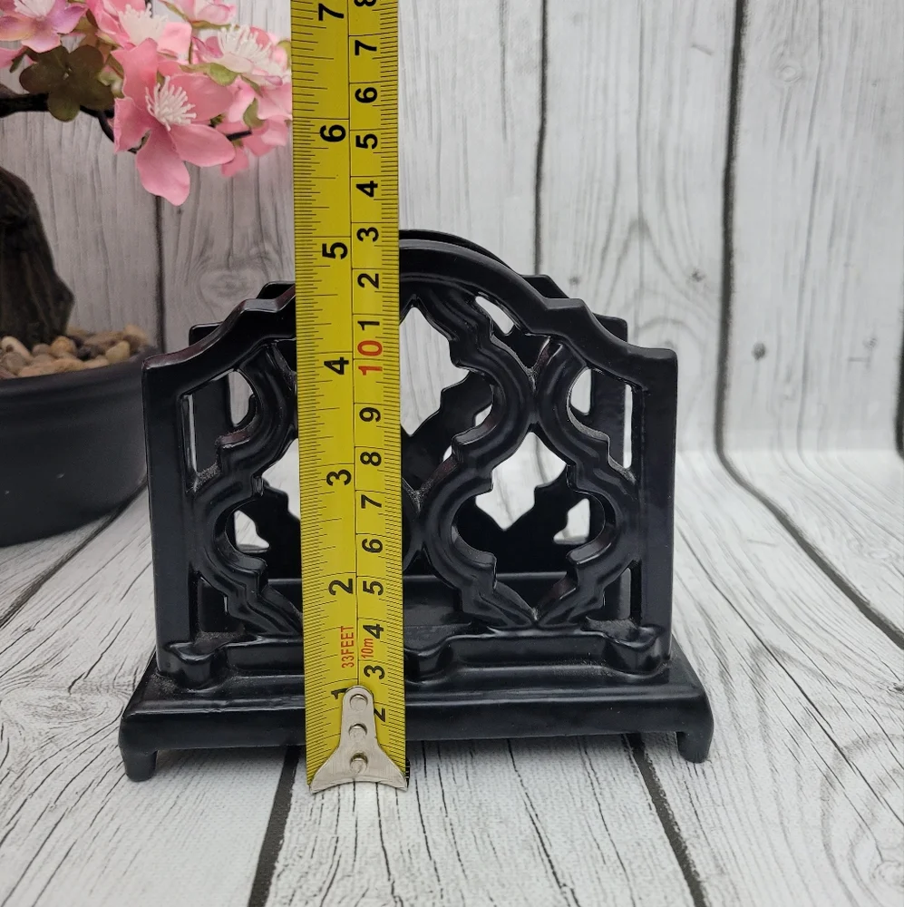 Cast Iron Enamel Napkin Holder/Mail Letter Footed
